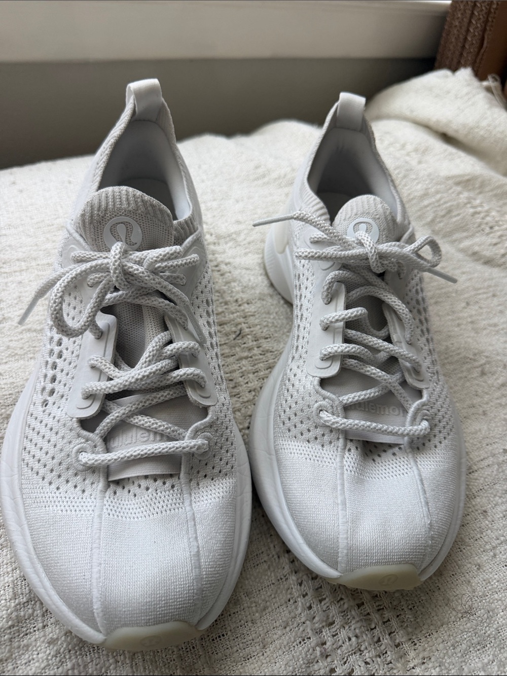 lululemon athletica White Knit Lace-Up Sneakers